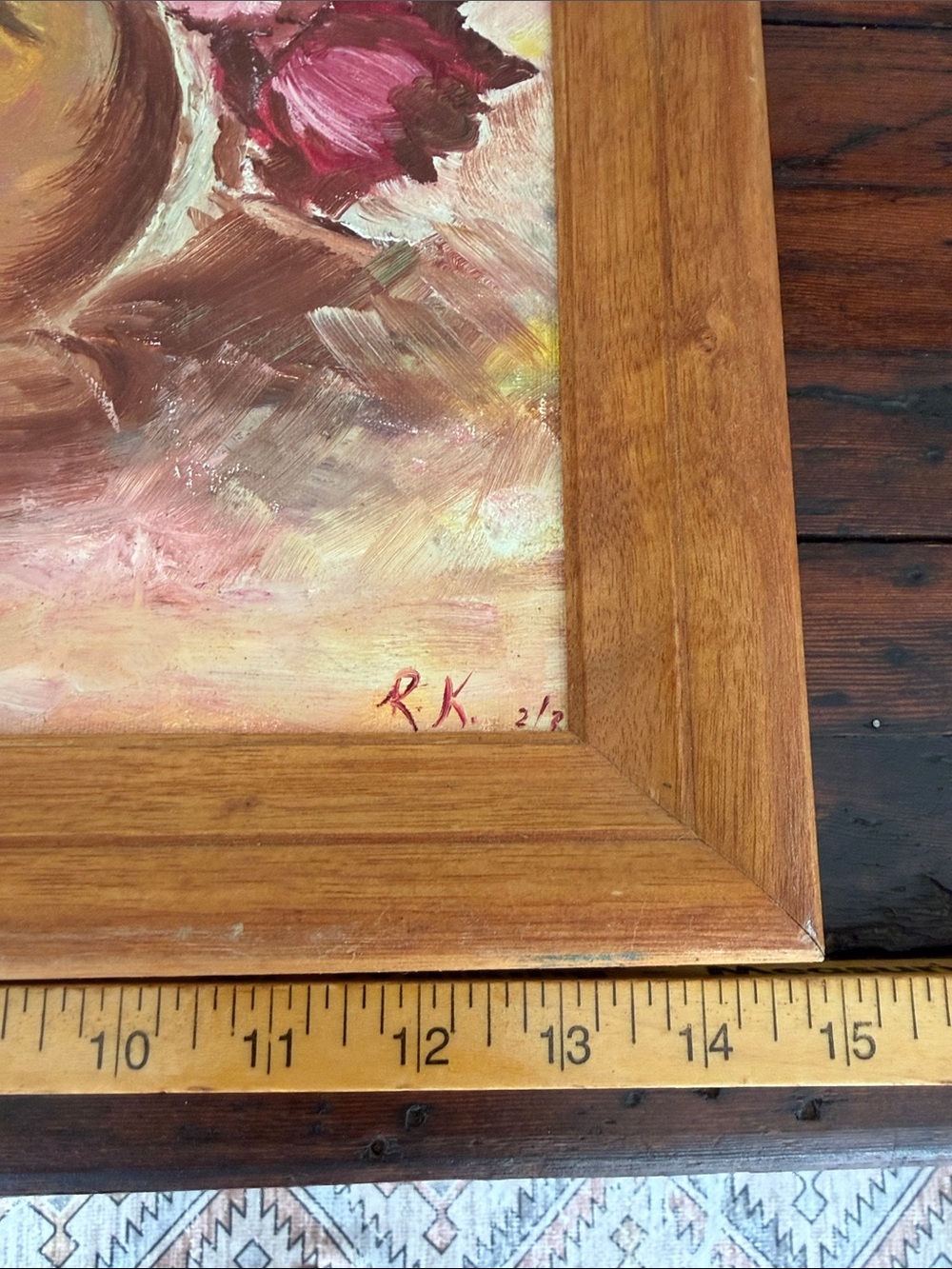 Vintage Floral Still Life Framed Painting.  Artist Signed. - Picture 8 of 9